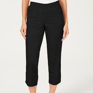 Style & Co women M black capri pull-on pocketed pants